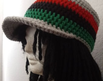 Custom African RBG Stripe Baseball Hat // Crochet Hats // Fitted Baseball Caps // OOAK Unisex Hats // Kwanzaa Gifts