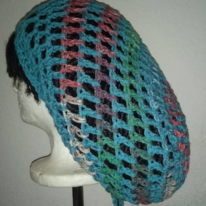 Women&#39;s Spring Blossom Drawstring Tam // Crochet Tams // OOAK Slouchy Rasta Hats // Boho Dread Tams // Dreadlock Hats