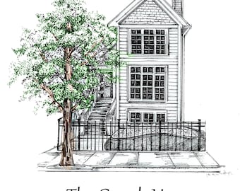 Printable Custom House Drawing/ House Sketch/ Pen and Ink House  Illustration/ Realtor Gift 