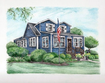 Portrait de maison de coutume / Dessin de maison /Illustration de maison / croquis de maison