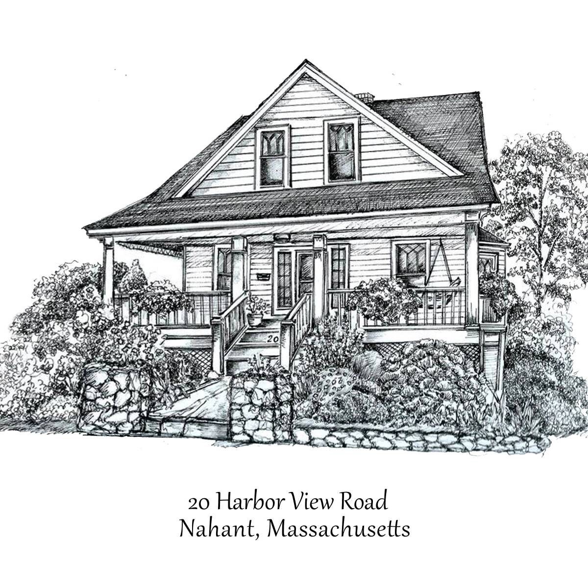 House Portrait/ Pen and Ink House Drawing/ House Illustration/ Black ...