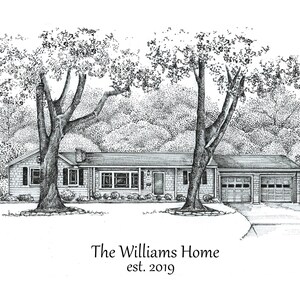 House Portrait / House Illustration / Pen and Ink House Drawing / New home Closing Gift/ House Sketch/ House Gift