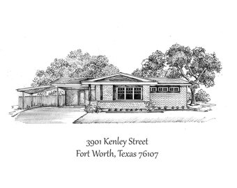 Custom House Portrait/ Pen and Ink House Drawing/ Realtor House Gift/ House Illustration