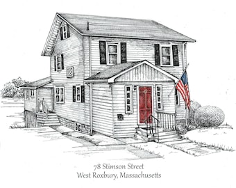 Custom House Portrait/ House Drawing/ House Illustration/ House Sketch/ Realtor Closing Gift/ Pen and Ink House Drawing