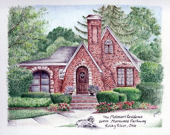 Custom House Drawing with Pet / House and Pet / House Portrait / House Illustration / House Sketch/  Realtor Gift/ Closing House Gift