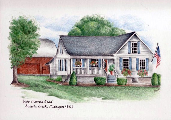 Custom House Portrait / House Drawing / House Illustration / House Painting  / Farmhouse Drawing - Etsy