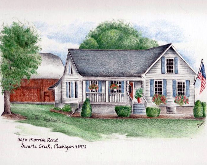 Custom House Portrait / House Drawing / House Illustration / House ...