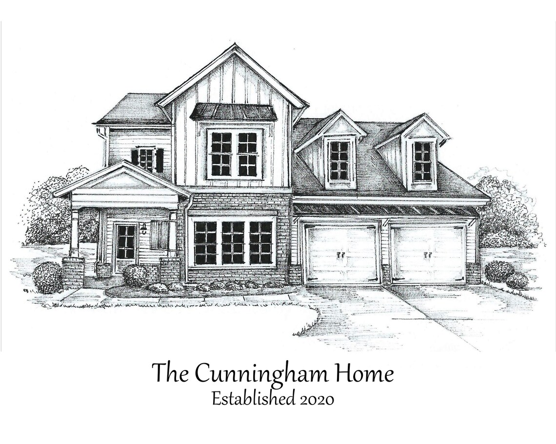 Pen and Ink House Portrait/ Black and White House Drawing/ Custom House ...