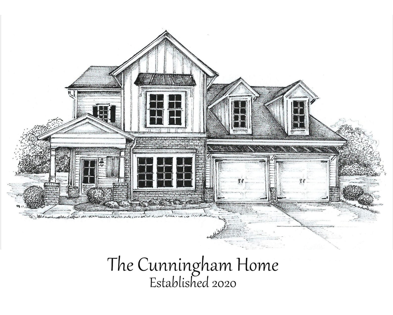 Pen and Ink House Portrait/ Black and White House Drawing/ Custom House ...