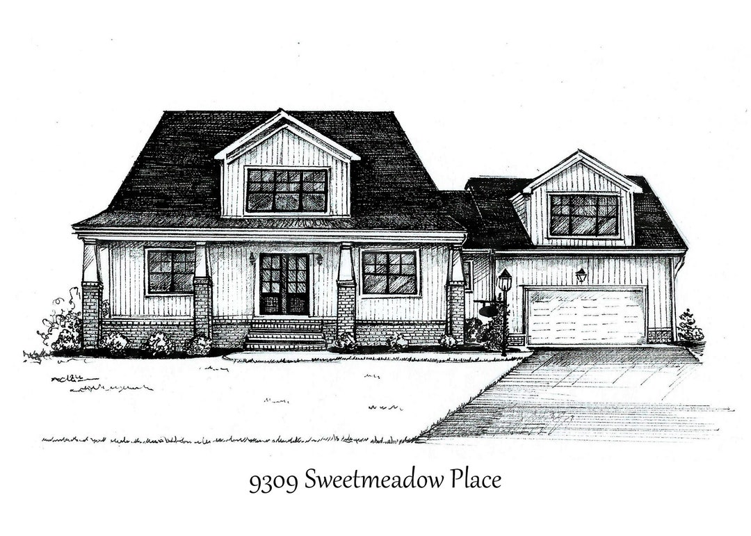 Pen and Ink House Portrait/ Black and White House Drawing/ Custom House ...