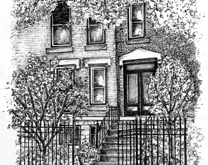 Pen and Ink House Portrait/ Black and White House Drawing/ Custom House ...