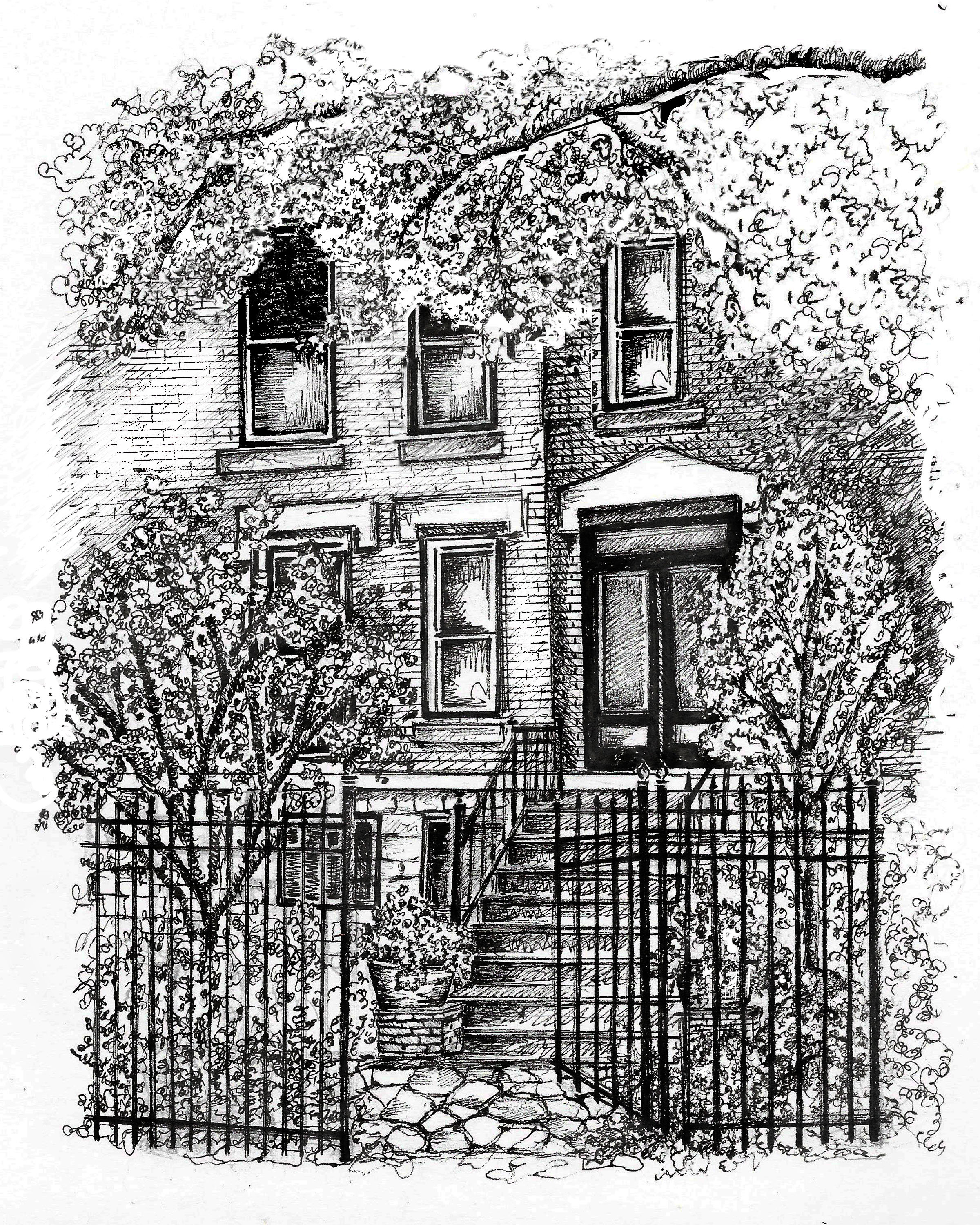 Pen and Ink House Portrait/ Black and White House Drawing/ Custom House ...
