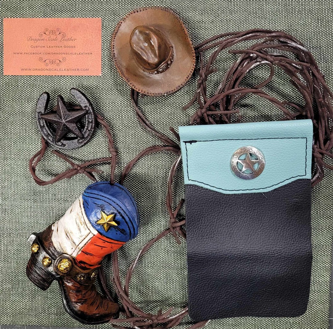 Handmade Leather Rodeo Badge Holder, Star Concho, Beaded Chain Lanyard ...