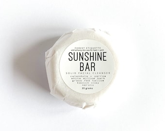 SUNSHINE BAR.  Solid facial cleansing bar.  Cream cleanser.  Tallow and white willow bark cleansing bar.