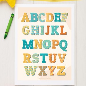 Retro Alphabet Poster – Printable Capital Letters | Vintage-Inspired ABC Wall Art | Digital Download | Classroom or Nursery Decor