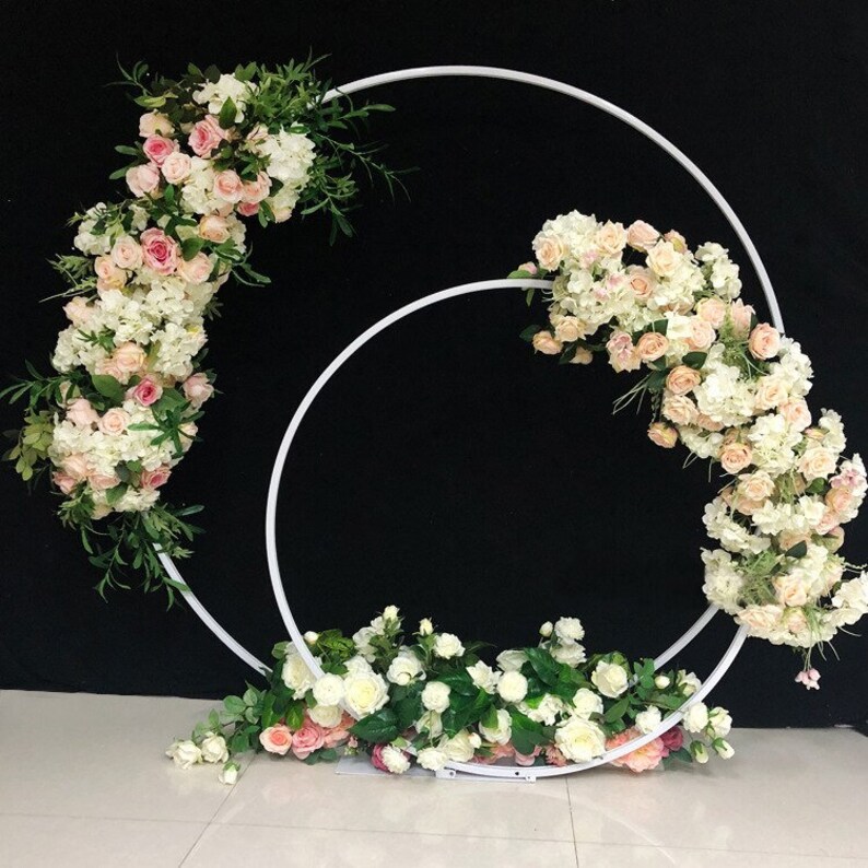 Double Circle Wedding Arch Ceremony Backdrop Floral Metal