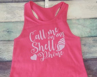 Ready to Ship Girls Call Me On My Shell Phone Tank Top Size M