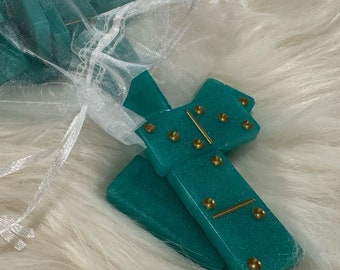 Turquoise and Gold Dominoes Set
