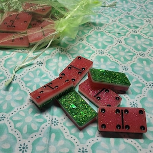 Watermelon Dominoes Set, Summertime Dominoes, Watermelon Dominos, Dominoes Gift Set, Double Six Dominos, Double Sixes Dominoes