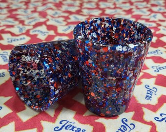 Red White and Blue Glitter Shot Glass