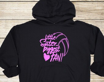 Little Sister Biggest Fan Volleyball Youth Hoodie
