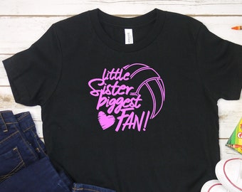 Little Sister Biggest Fan Volleyball Youth Unisex Tee Shirt