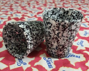 Black and White Glitter Shot Glass