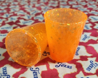 Orange Glitter Shot Glass