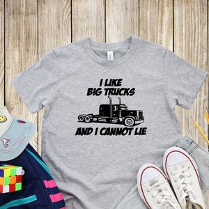 I Like Big Trucks And I Cannot Lie Youth Unisex Tee Shirt, Youth Semitruck Shirt, Youth Funny Semi Shirt, Funny Trucker Youth Tee