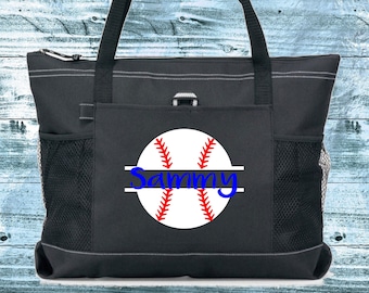Baseball Zipper Tote Bag