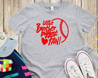 Little Brother Biggest Fan Baseball Youth Unisex Tee Shirt