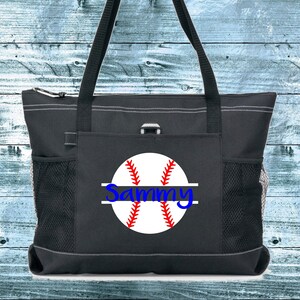 Baseball Zipper Tote Bag, Personalisierte Tote Bag, Baseball Mom Bag