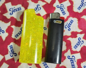 Yellow Glitter Lighter Case