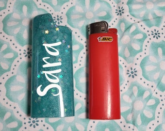 Teal Glitter Lighter Case