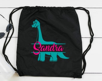 Monogram Dinosaur Drawstring Bag