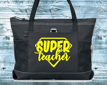 Super Teacher Zipper Tote Bag
