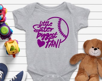 Little Sister Biggest Fan Baseball Infant Body Suit