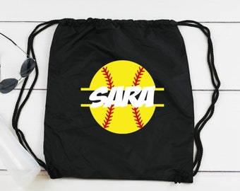 Monogram Softball Drawstring Bag