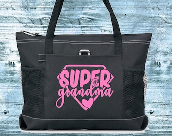 Super Grandma Zipper Tote Bag