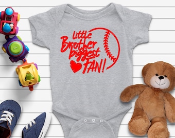 Little Brother Biggest Fan Baseball Infant Body Suit