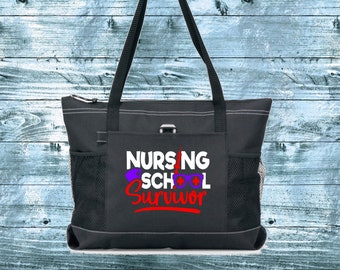 Nursing School Survior Zippered Tote Bag