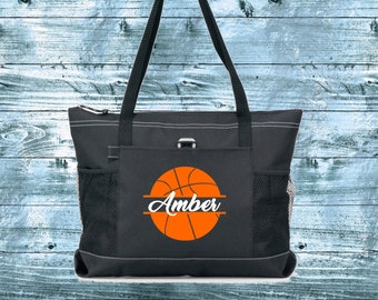 Basketball Zipper Tote Bag