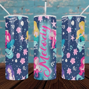Meerjungfrau-Monogramm-Edelstahl-dünner Becher, Meerjungfrau-Becher, Meerjungfrau-Reisebecher, Meerjungfrau-Reisebecher, Meerjungfrau-Wasserflasche