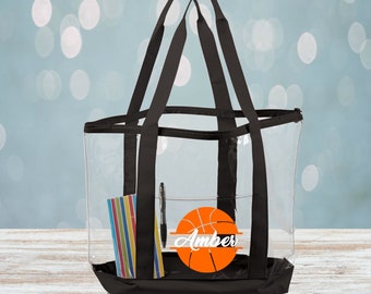 Clear Basketball Monogram Tote