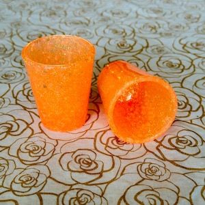 Orange Glitter Shot Glass, One Ounce Shot Glass, Custom Shot Glass, Summer Shot Glass, Orange Shot Glass