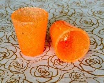 Orange Glitter Shot Glass