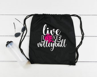 Live Love Volleyball Repeat Drawstring Bag