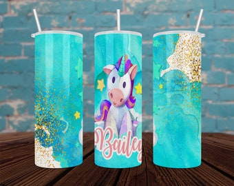 Unicorn Monogram Stainless Steel Skinny Tumbler