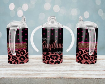 Pink Cheetah Monogram Sippy Cup