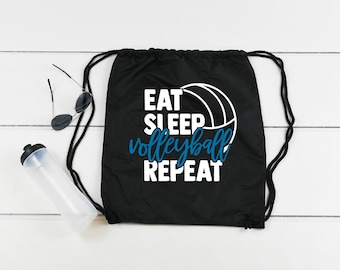 Eat Sleep Volleyball Repeat Drawstring Bag